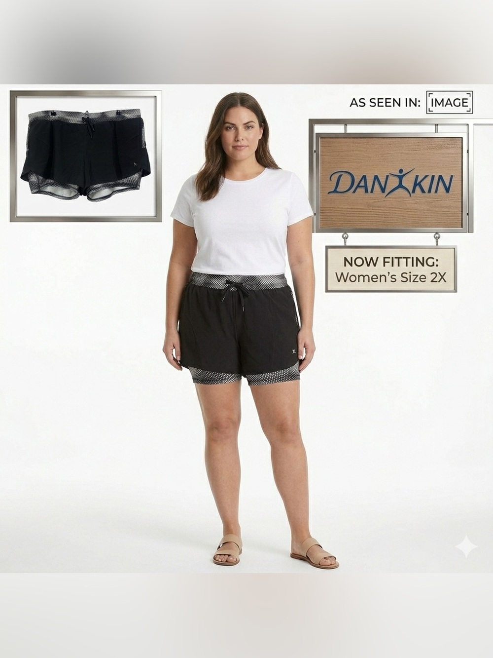 Danskin Now Athletic Running Shorts Plus Size 2X
